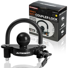 AUTOXBERT Universal Coupler Lock Trailer Locks Ball Hitch Trailer Hitch Lock Adjustable Security Heavy-Duty Steel Fits 1-7/8 Inch, 2 Inch, 2-5/16 Inch Couplers, Black