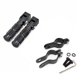 Universal Motorcycle Folding Rearsets Folded Motorbike Footrest Bicycle Footpegs Foot Pegs Pedal U+B/U+A/UQi+/U+ Bracket Pack of 2(Black)