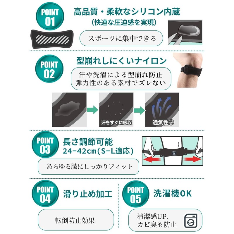 膝サポーター 【理学療法士監修・アスレティックトレーナー推薦】スポーツ 膝用サポートベルト オスグッド サポーター 膝バンド 安定 膝ジャンパー 左右兼用 ジョギング