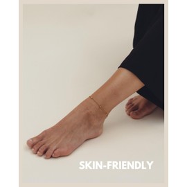 GD GOOD.designs EST. 2015 Anklet Gold for ladies - Waterproof - Anklet with small pearls Dots I Women's stainless steel ankle jewellery