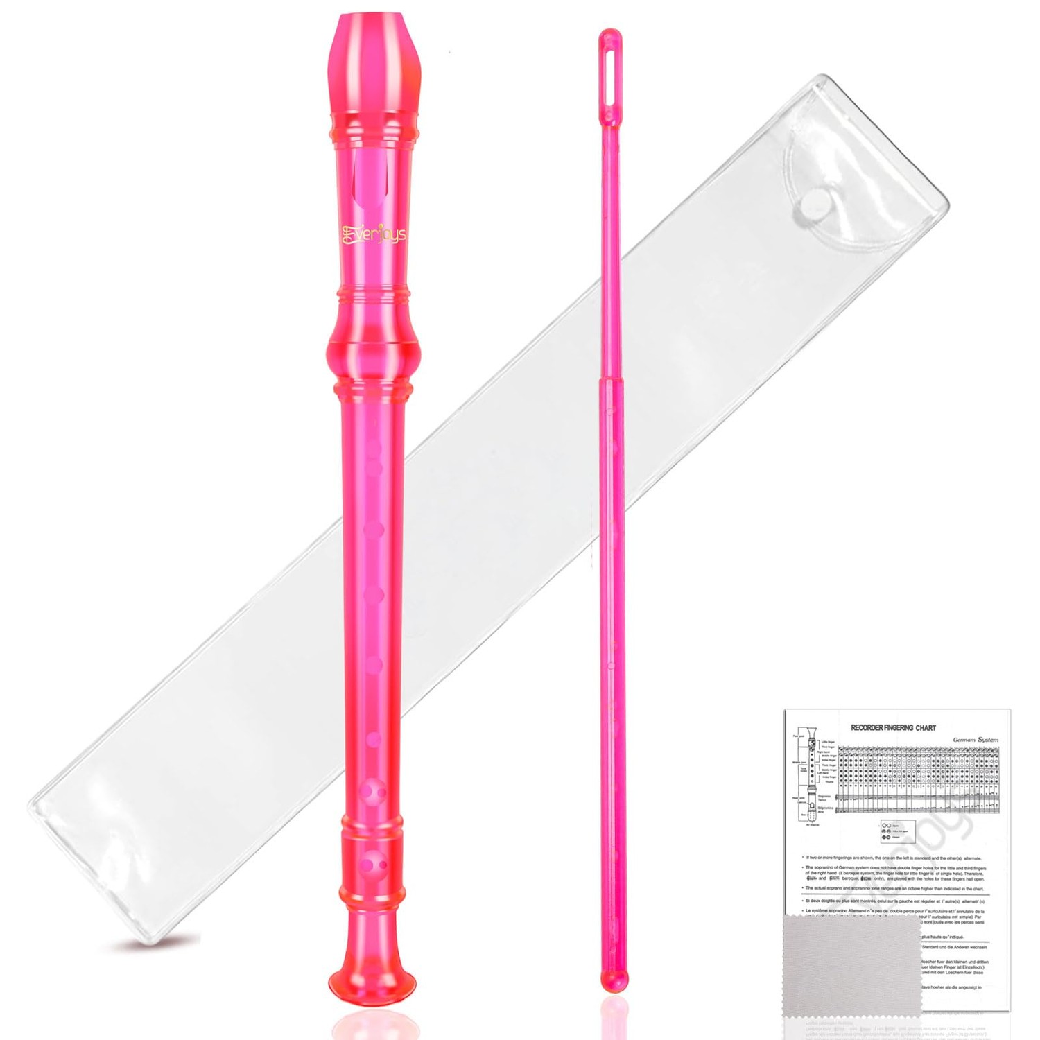 Soprano Recorder 3-Piece German Style C Style 8 Hole Flute Detachable ...