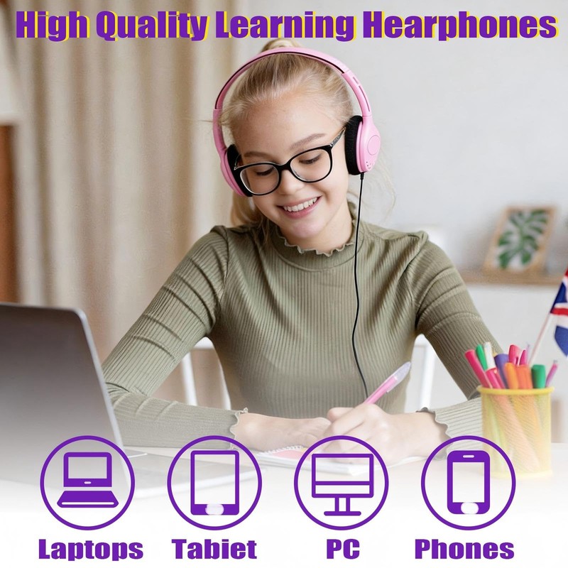 Yunsailing 30 Pack Over Ear Wired Headphones Bulk for School