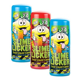 TOXIC WASTE - Slime Licker 2.0 - Sour Liquid Candy - Flavors: 1 Strawberry & 2 Blue Razz - 2 oz. Bottles - 3-Pack