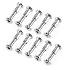 Jersvimc 10 Pair(20 Piece) M6x25mm Hex Drive Socket Cap Bolt with Allen Wrench, Silver Furniture Connector Bolts M6 Countersunk Screw Barrel Nuts Binding Screws for Crib Replacement Belt Cabinet