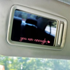 3x You Are Enough Rearview Mirror Decal,Vinyl Pink Car Decals For Women,Vanity Mirror Stickers,Girl Car Decal Gifts,Car Window Decal,Car Mirror Pink Sticker,Car Window Decal, Self Affirmations Decal