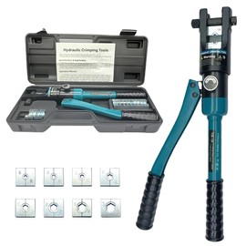 LANGLIER Hydraulic Crimping Tool and Cable Cutter Hydraulic Cable Lug Crimper 10 US TON 14/0 MCM-250 MCM Electrical Terminal Cable Wire Tool Kit with 8 Die (YQK-120)