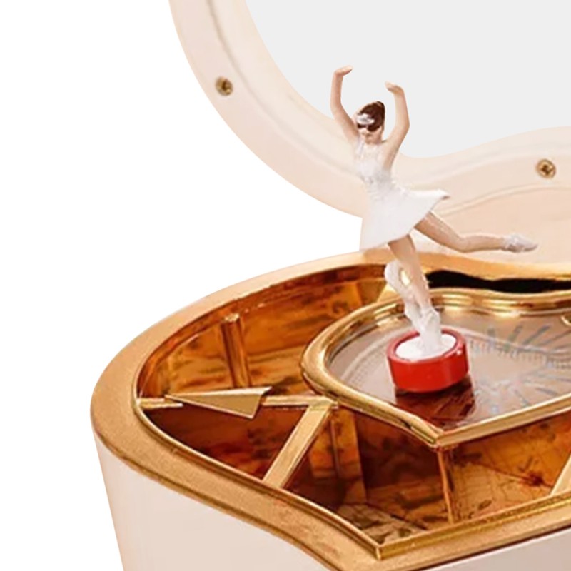 Music Box White Ballet Dancing Girl Heart Shaped Clear Melody