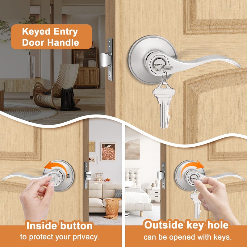 Probrico (4 Pack Wave Style Keyed Alike Entry Levers, Keyed