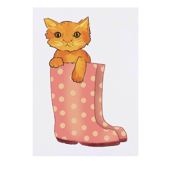 'Kitten In Wellington Boots' Temporary Tattoo - Water Resistant, Skin-Safe,