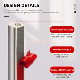 Weather Stripping Seal Strip for Doors/Windows, Self-Adhesive Backing Seals Large Gap， Easy Cut to Size 1 (White, 18FEET)