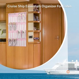 F-color 16-Pocket Hanging Organizer - Over the Door Shoe Organizer, Cruise Essentials for Cabin & RV, Breathable Mesh Storage Pockets, Space Saving Hanging Storage Holder with 4 Sturdy Metal Hooks