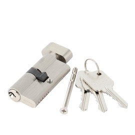 Jeriup 65mm(27.5/10/27.5) Euro Profile Lock Cylinder with 3 Yale Keys, Single Open Copper Lock Cylinder, Anti-Rust Corrosion Resistant Anti-Theft Wooden Door Lock Cylinder