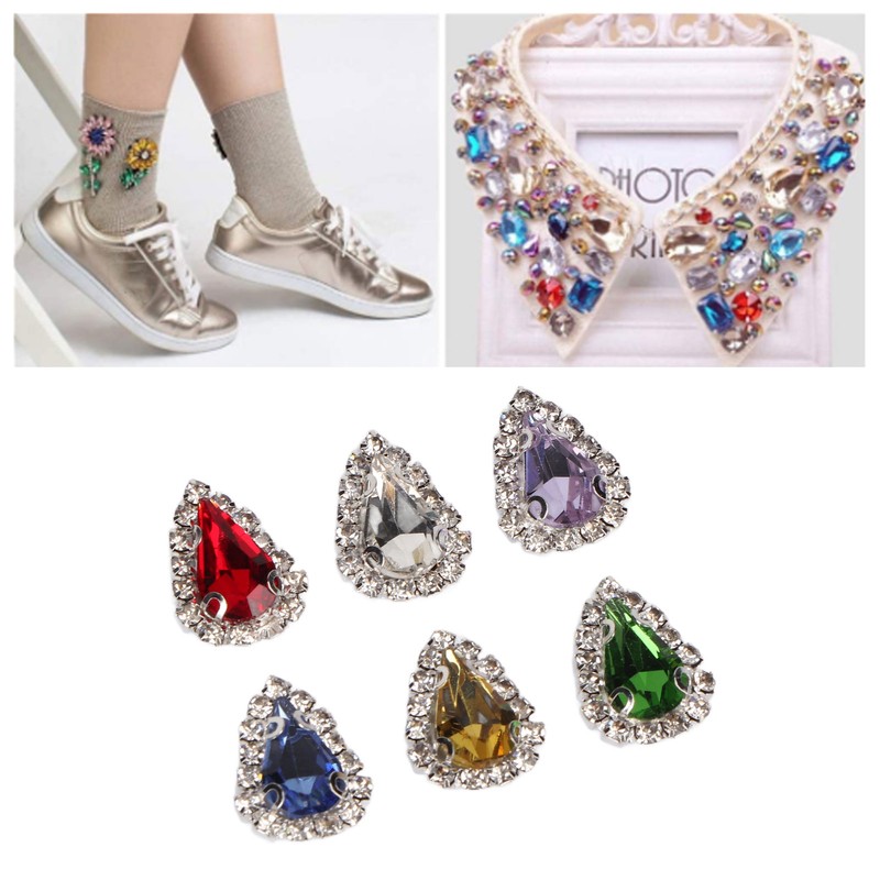 30pcs Sew On Rhinestones 6 Colors DIY Handcraft Glass Rhinestone