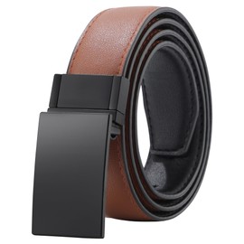 Kajeer 2-in-1 Reversible Children's Belt for Boys PU Leather Belt with Metal Buckle for School Uniform & Leisure Youth & Toddler Black & Brown, Black buckle (black + brown)