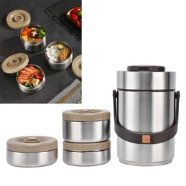 Yosoo for Hot food Wide Mouth Lunch Box, 2000ml 3-Layer Stackable Insulated Food Container Reusable Leak Proof Soup Food Jar for Warm/Cool Food Daily Office Travel Picnic Outdoor Meals(Silver)