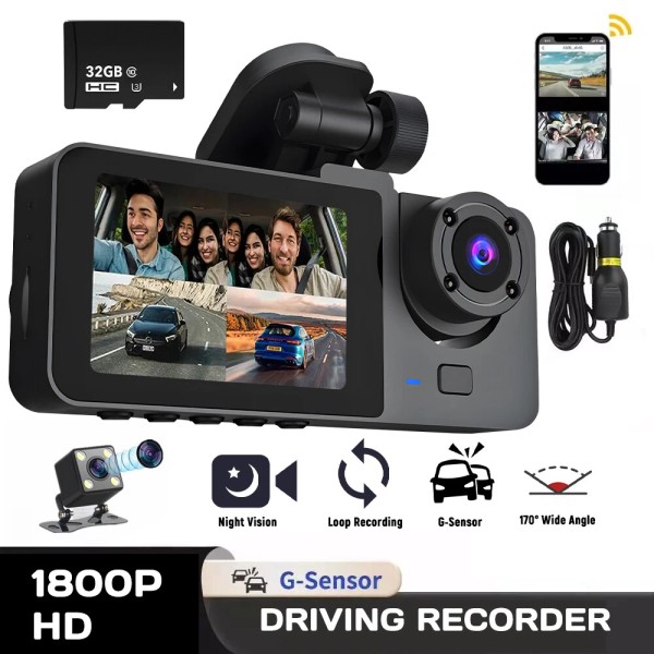 Unbranded 4K Dual Lens Car DVR Camera Dash Cam Front/Rear/Ins