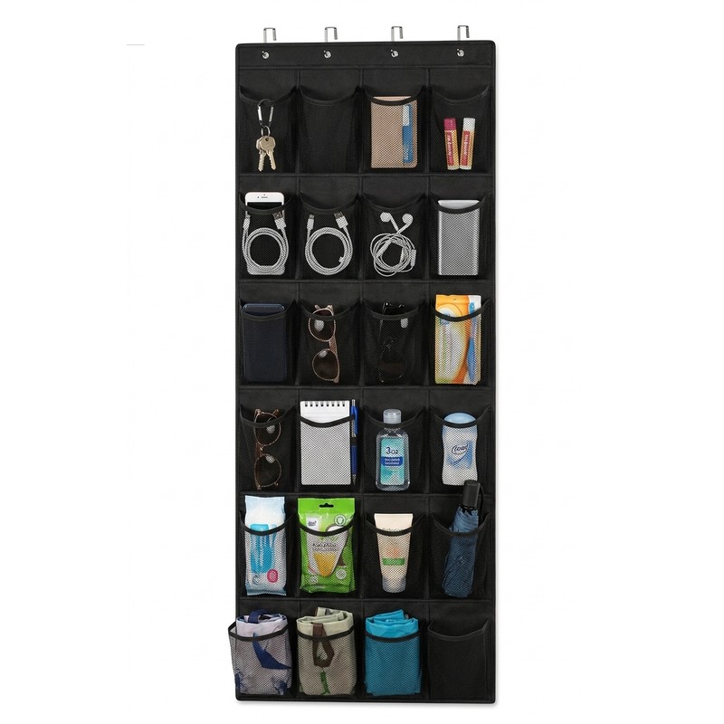 Over The Door Shoe Organizer with 24 Large Mesh Pockets