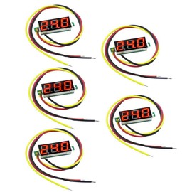 5pcs 0.28 inch Digital DC Voltage Meter with Display Adjustable 3wire DC0-100V Voltmeter (red)