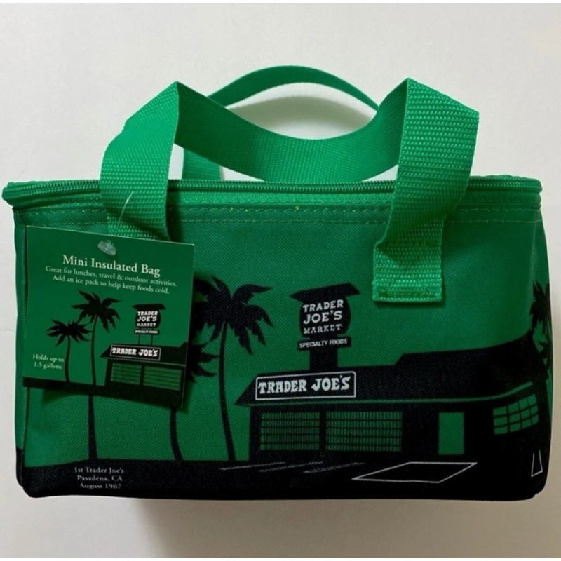 Trader Joe's Mini Insulated Cooler Tote Lunch Bag Green