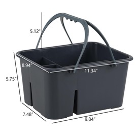 Zerdyne Plastic Cleaning Caddy with Handle, 4 Compartment Portable Plastic Storage Caddy Tote, Gray