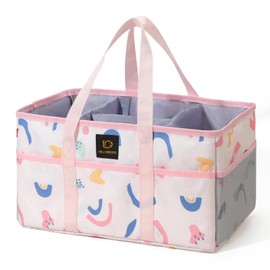 JANSBEN Baby Diaper Caddy Organizer - Large Tote Bag for Newborn Essentials Boy or Girl, Gift for Baby Shower, Car Organizer, Nursery Organizer, Portable Storage Basket with Handle for Changing Table