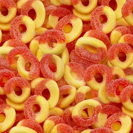 Peach Rings Gummies, Sour and Sweet Chewy Candy, 1-Pound Bag