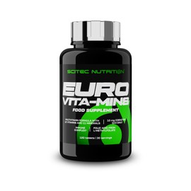 Scitec Nutrition Euro Vita-Mins, hochwirksame Multivitamin- & Mineralienformel mit Vitamin C, B2, Zink, Selen & CoQ10, stärkt die Immunität, Energie & Vitalität, 120 Tabletten