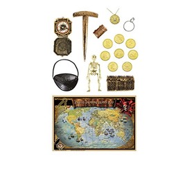 Deluxe Pirate Acc. Kit - Map Chest Coins Compass Jewelery.. Accessory for Bucaneer Fancy Dress