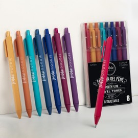 Loddie Doddie Jewel Tones Gel Pens - 0.7mm Medium Point, Smooth Writing, Retractable Gel Pens - No Bleed, Non-Smudge, Colored, 8-Pack for Journaling and Note Taking