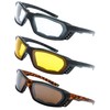 3 Pairs Motorcycle Riding Glasses Padded Frame Lens Block 100%