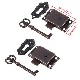 2 Pack Retro Cabinet Cupboard Jewelry Box Decorative Lock Case Box Lock with Key (Antique Red)