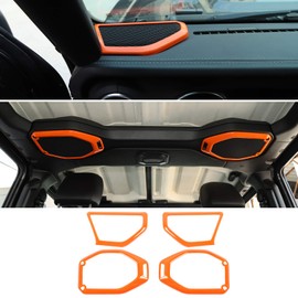 RT-TCZ for Wrangler JL A Pillar Speaker Trim Cover, Top Roof Speaker Trim for Jeep Wrangler JL Gladiator JT 4 Door 2018-2023 Orange Interior Accessories 4pcs