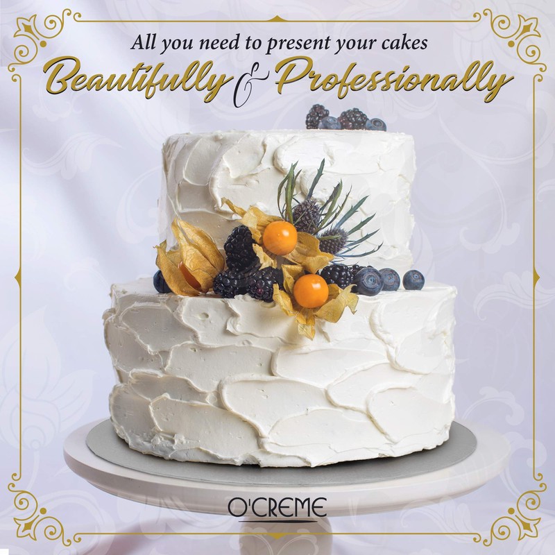 O'Creme Silver Wraparound Cake Pastry Round Drum Board 1/4 Inch