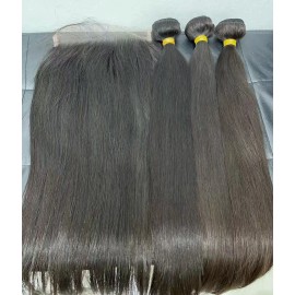 Raw Slight Wavy India Temple Raw Human Hair Extensions Hair Bundles 10-30 Inches Length Human Hairstyle: Straight, color: Black, Stretched Length: 18 in