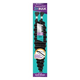 Sensationnel PremToo bulk weaving – 2x deep human hair blend for boho, knotless box or curly loose wave styles - 1 pack (22 inch, BG BURGUNDY)