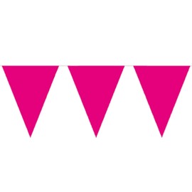 Bunting Cerise 10 metres long with 15 Flags, Triangle, Plastic