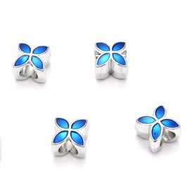 MEC-D8 - 40 cuentas redondas sueltas con símbolo de protección antiguo, agujero grande, tamaño del orificio, 4,5 mm), plata envejecida para aretes, pulseras, collares, tobilleras