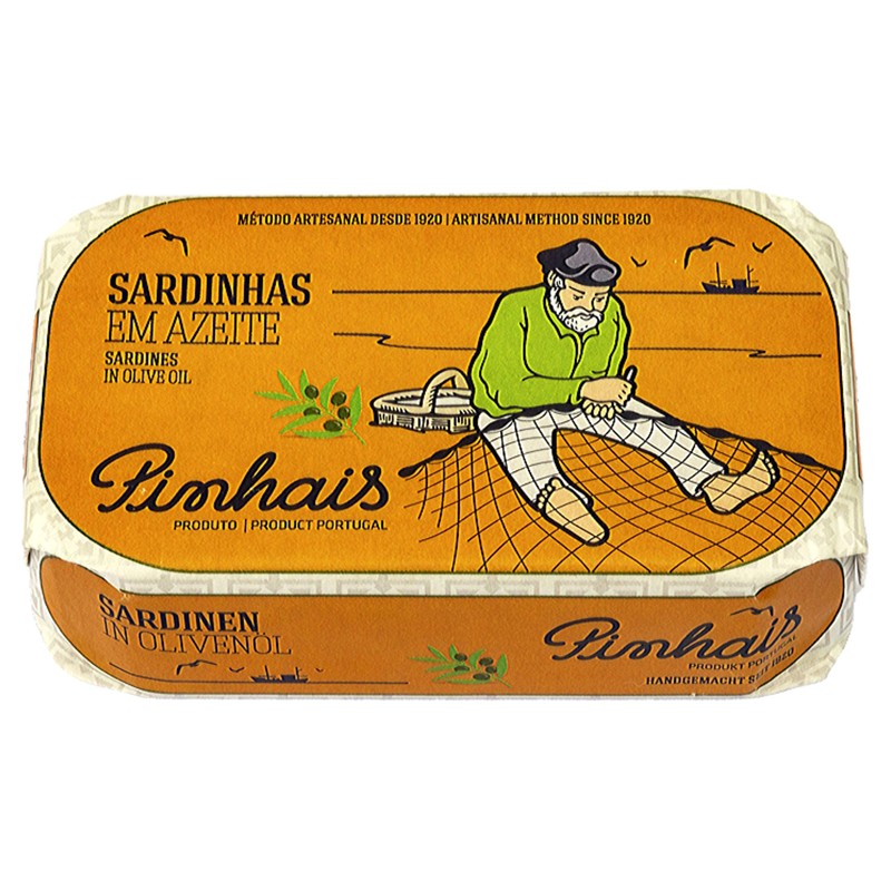 Pinhais Canned Sardines in Virgin Olive Oil, 4.4oz (Pack of