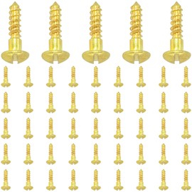 50 PCS M2.5 x 10mm Slotted Round Head Brass Self Tapping Screws