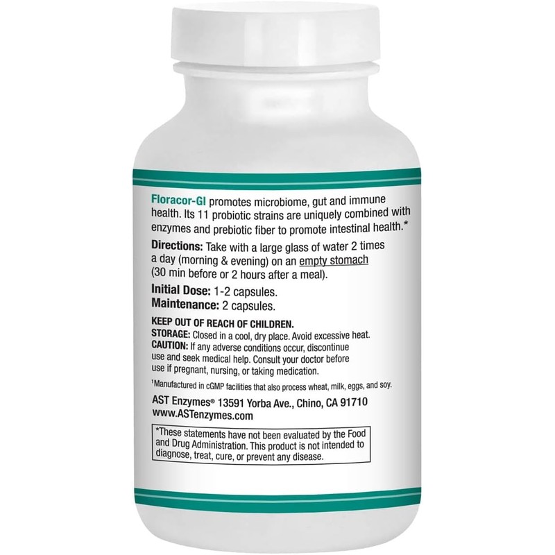 Floracor-GI Candida Cleanse, Probiotic and Enzyme Support Formula 180 Capsules