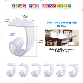 Glarks 30 Pack 2 Types Plastic Table Cover Clips Tablecloth Clips Table Skirting Clips with Hook and Loop for Indoor Outdoor Wedding Party Picnic Events