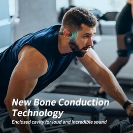 CXK Auriculares de Conducción Ósea Bluetooth 5.4 Auriculares Abiertos con Micrófono, Sonido Fuerte Premium 10 Horas de Reproducción Auriculares Blueto