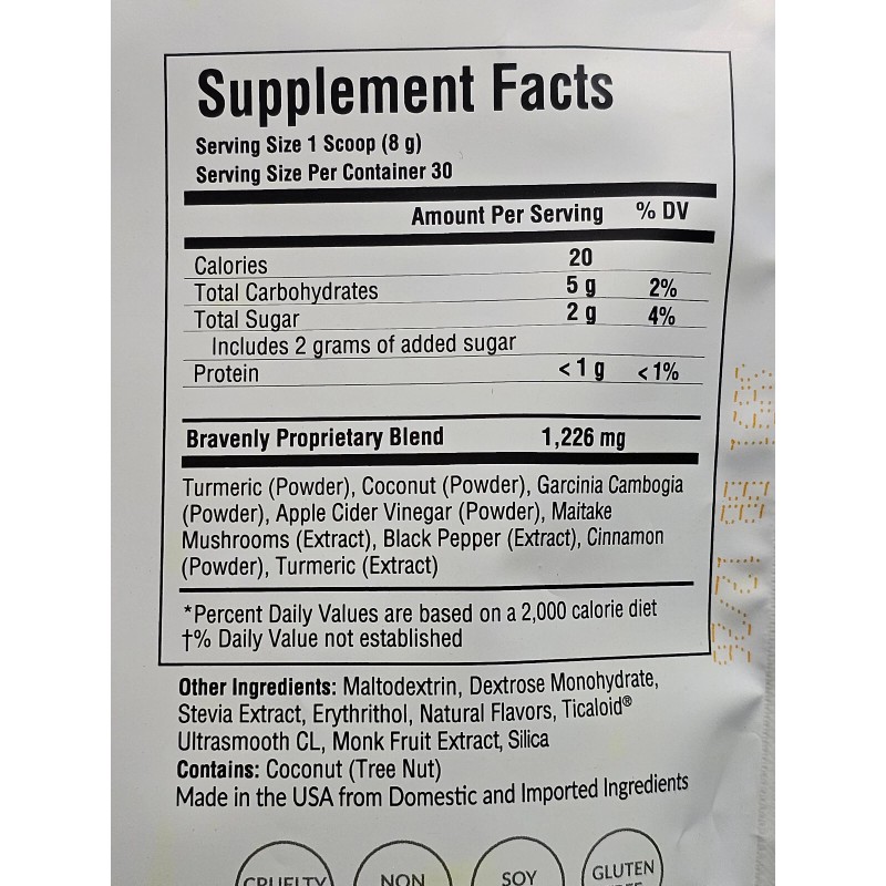 Bravenly Gold Apple Cider Vinegar + Turmeric Beverage 8.47 oz