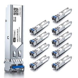 10 Pack 1.25G Single Mode SFP LC Module, 1000Base-LX/LH Fiber Transceiver for Cisco GLC-LH-SMD, Meraki, Ubiquit UniFi, TP-Link, Fortinet, Intel, Netgear, Mikrotik and More (SMF,1310nm,20km,DDM)
