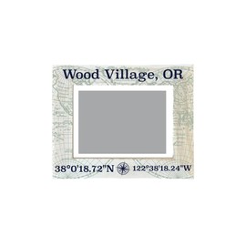 R and R Imports Wood Village Oregon Souvenir Wooden Photo Frame Compass Coordinates Design Matted to 4 x 6
