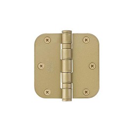 Emtek 9400 Steel Hinges (Pair) - High Duty Ball Bearing - 5/8" Radius Corners - 3 1/2" x 3 1/2" - 940334 - Satin Brass (US4)