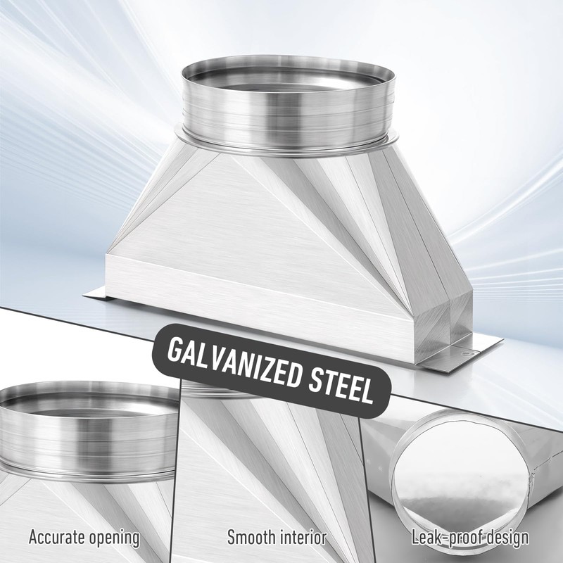 3-1/4" x 10" x 6'', 6" Diameter Galvanized Transition Galvanized