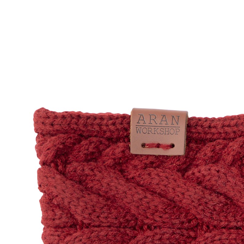 Aran Workshop Buttoned Knitted Style Cable Headband (Oxblood)