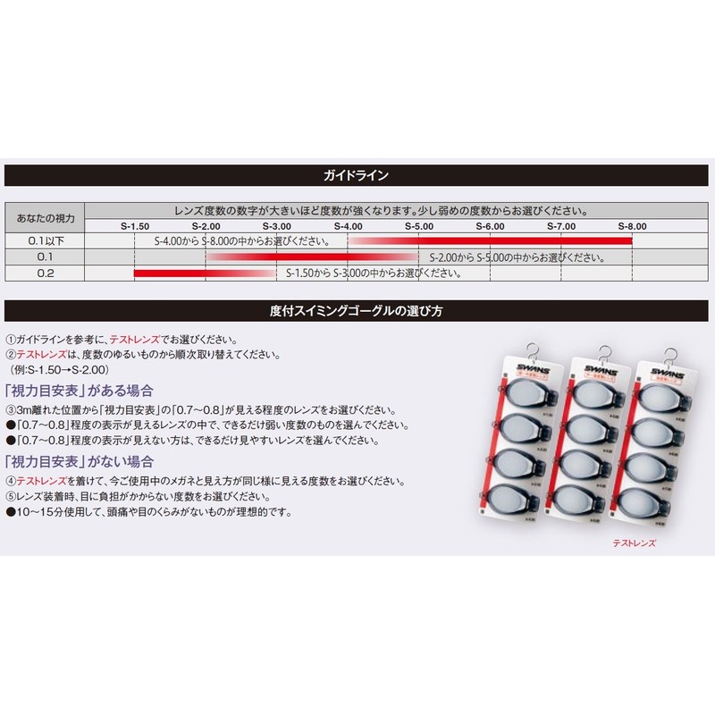 [スワンズ] スイミングゴーグル 度付きレンズ SRXCL-M PAF CY クリア×フラッシュイエローミラー S-4.00 レーシング クッション付