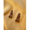 WeienWeier - Aretes Trapecio Cadenas Diamantes Cafés Diseño Coreano (1pz)